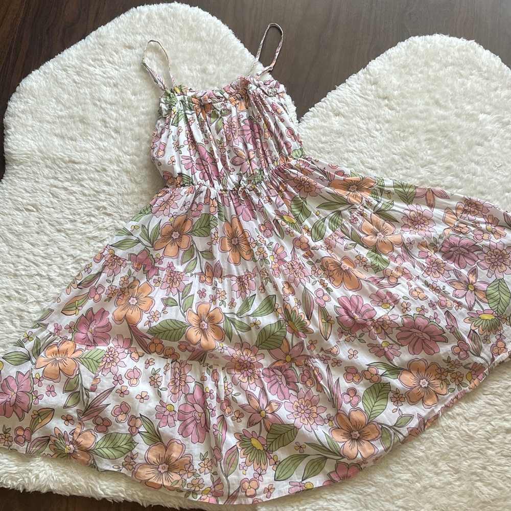 Floral Kids Dress in Pink and Green
Size US6-7 years old